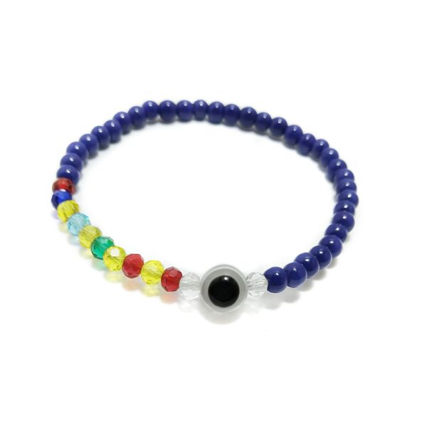 White Evil Eye Bracelet With Multi-color Beads
