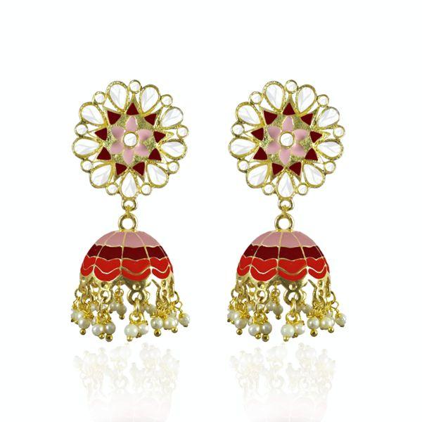 Traditional floral Enamel Earrings For Women