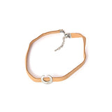 Half Moon Charm Leather Choker Necklace