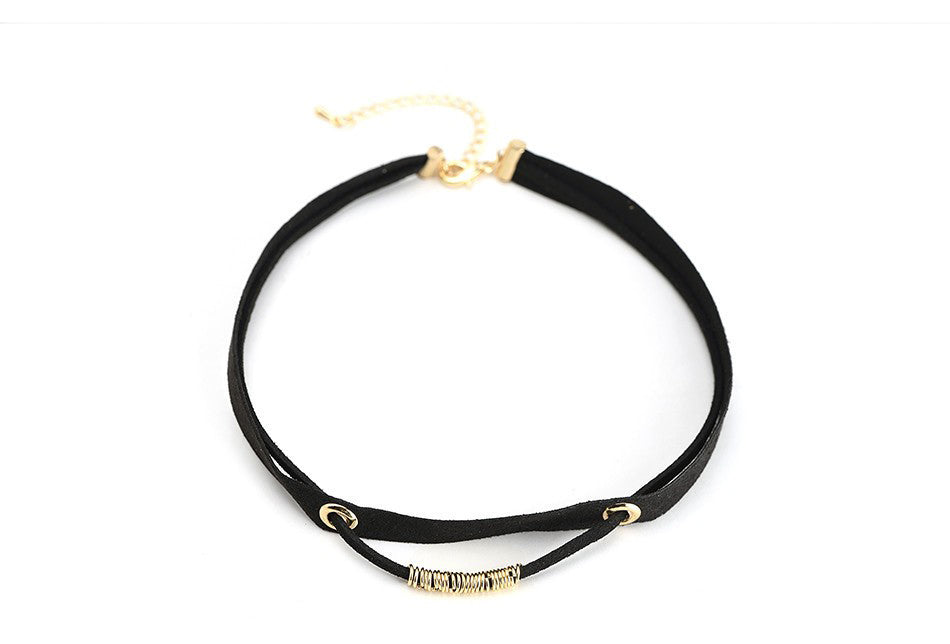 Classy Black Leather Necklace