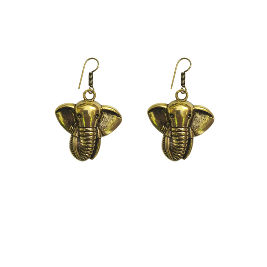 Elephant design golden tone earring