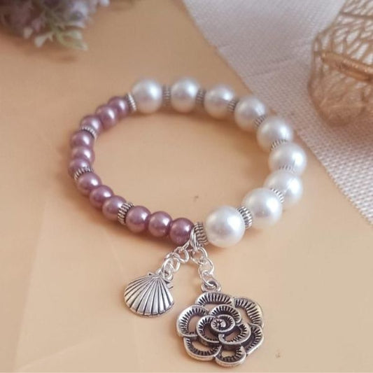 Rose Charm With Pearl Beads Rakhi
