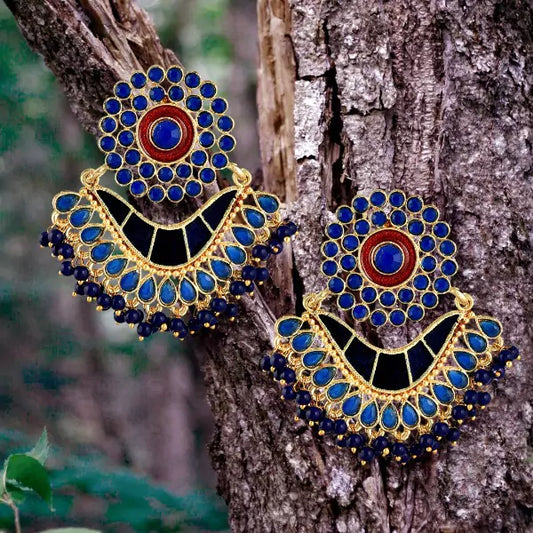 Multi-Color Enamel Work Chandbali Earrings