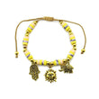 Yellow & Orange Femo Beads Bracelet With Gold Plated Charms