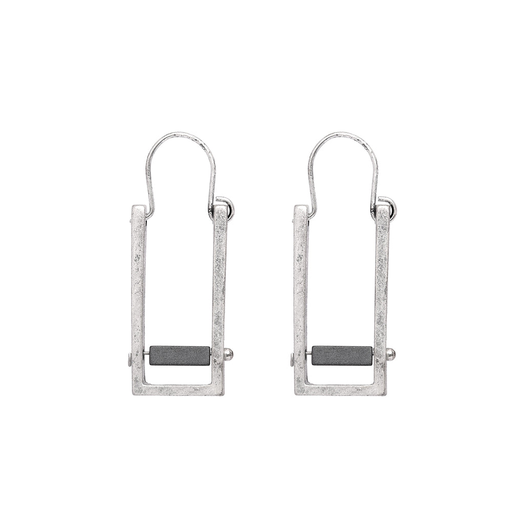 Silver plated gray drop earrings