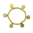 Queen Elizabeth Gold plated Coin and Beads Bracelet