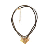 Trendy necklace in suede with metal fringes