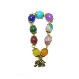 Multicolor chakra bracelet with gold plated elephant charm for women and girls