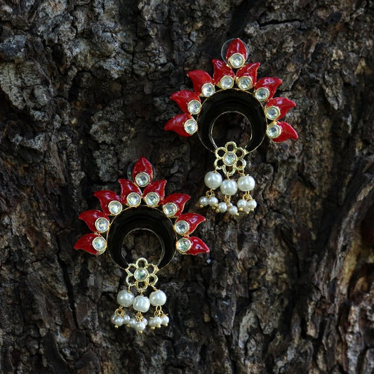 Flower Pattern Pearl Earrings