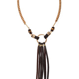 Fashion choker necklace with long bunch of suede fringes
