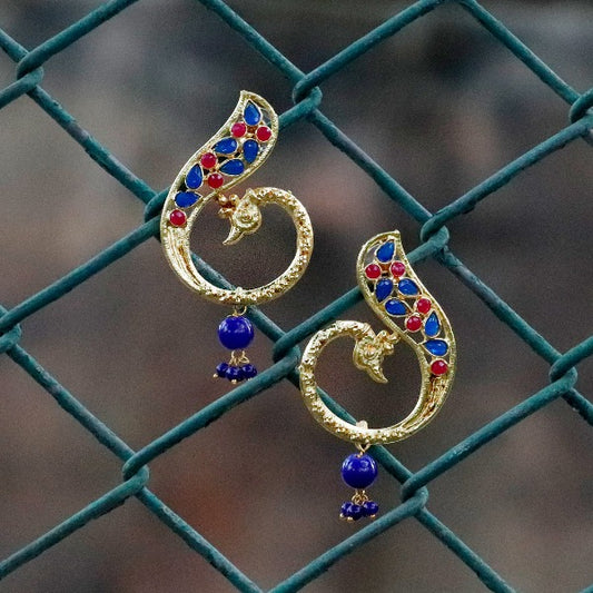 Peacock Motif Multi-Color Stones Earrings