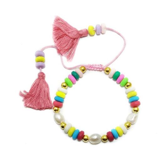 Finetoo Sweet Candy Color Ice Flower Bead Bracelet Colorful