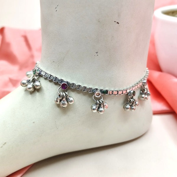 Flat german silver chain anklet
