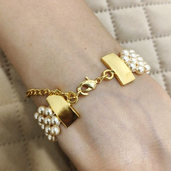 Gold Plated Pearl Designer Imitation Bracelet