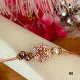 Peach Color Floral Design Rakhi