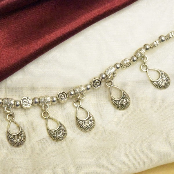 Floral Charm German Silver Bracelet
