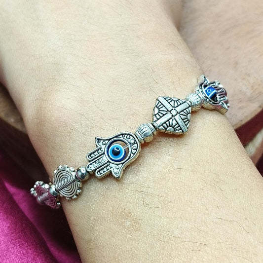 Hamsa Charm With Small Evil Eye Bracelet