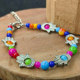 Hamsa Charm Bracelet With Multicolor Beads