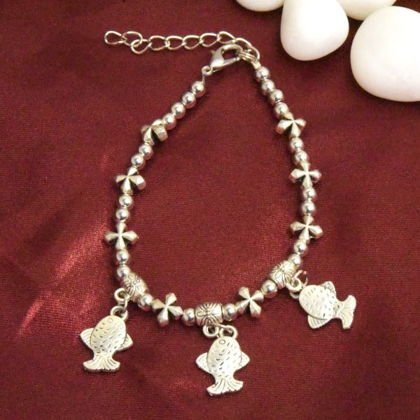 German Silver Bracelet With Fish Charm