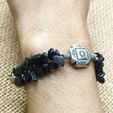 Black Beads German Silver Bracelet