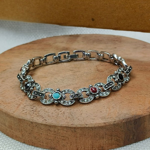 Oxidized Multi Color Stone Bracelet