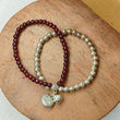 Maroon & Silver Bead Bracelet