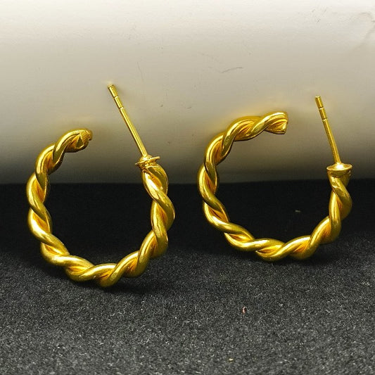 Gold Twisted Chunky Hoop Earring