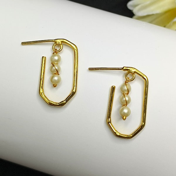 Fresh Water Pearl Drop Hoop Earring