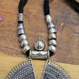 Silver Boho Pendant Necklace With Peacock Earring Set