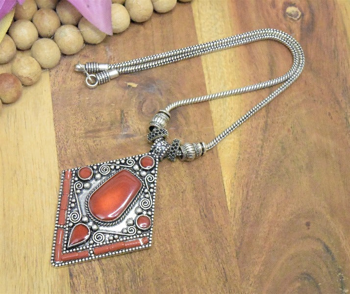 Classic Red Color Oxidized Pendant