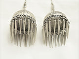 Engraved Dome Shaped Silver Jhumki Earrings