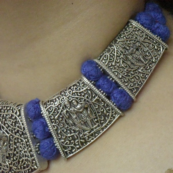 Radha Krishna Designed Oxidized Necklace