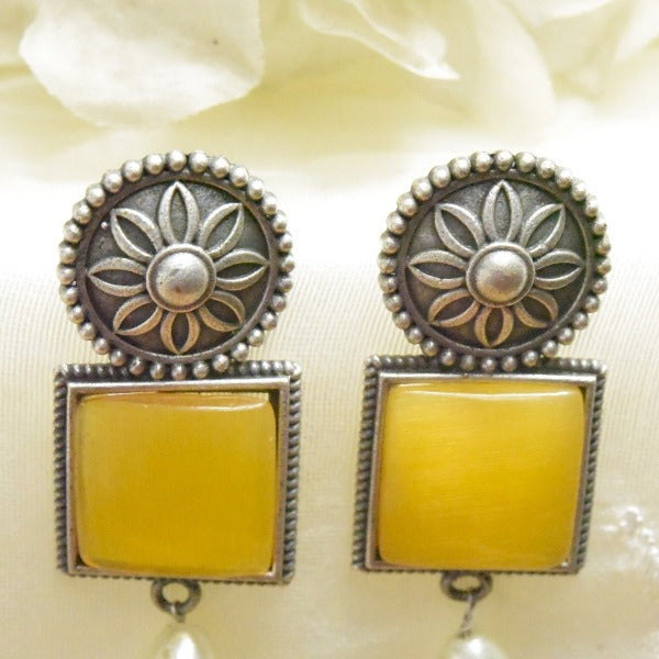 Yellow Stone Dangle & Drop Earrings