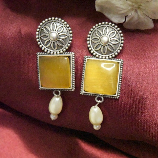 Yellow Stone Dangle & Drop Earrings