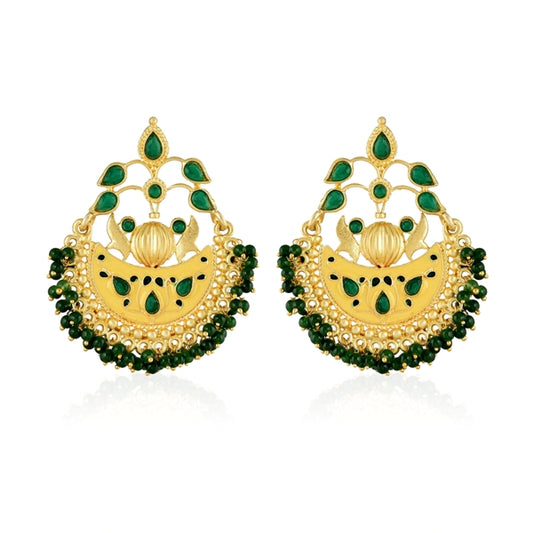 Chandbali Golden beaded Stone Earrings
