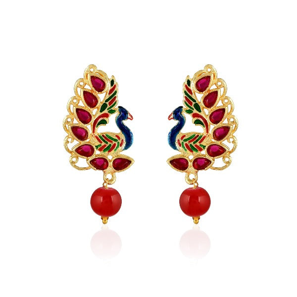 Dancing Enamel Peacock Earrings For Women & Girls