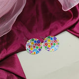 Multi Color Flower Designed Flat Earring