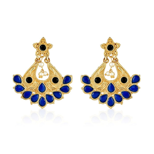 Blue Color Stones Chandbali Earrings