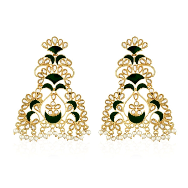 Green, Gold & Dark Grey Long Loop Ring Earrings – Scarlet Sage