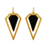 Trendy Triangle Design Drop Earring With Black Stone