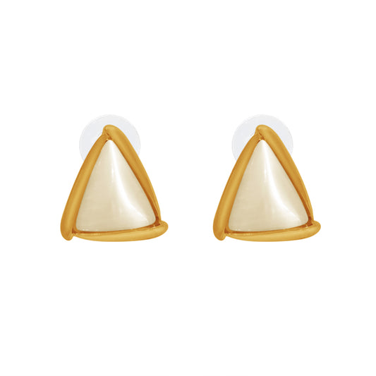 Triangle White Stone Gold Plated Earring