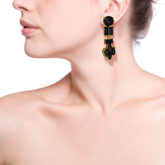 Shiny Black Stone Earring For Women & Girls