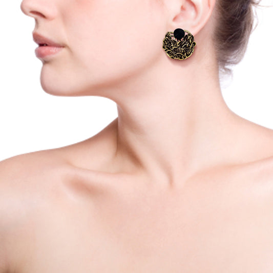 Black & Golden Stud Earring