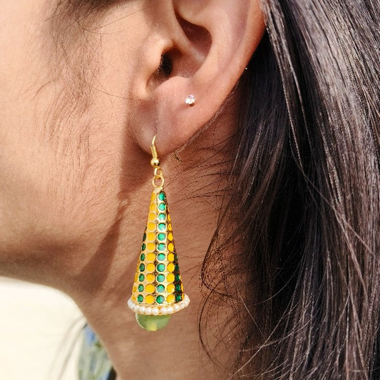 Yellow Color Cone Shape Earring