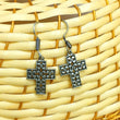 Oxidized Cross Shaped Drop Earrings