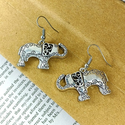 Tibetan Elephant German Silver Earrings