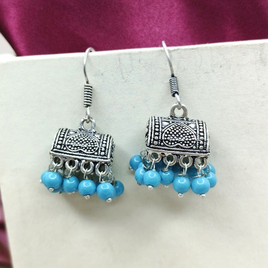 Box Shaped Beads Jhumki Earrings