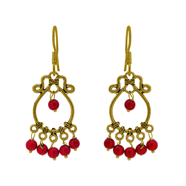 Pink beads small chandbali earrings