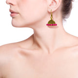 German silver golden finish jhumkas with yellow beads
