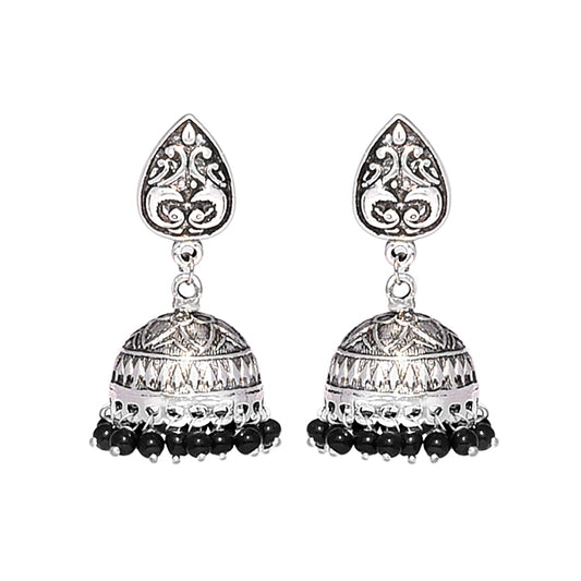 Silver drop earrings with Dark Pink stones